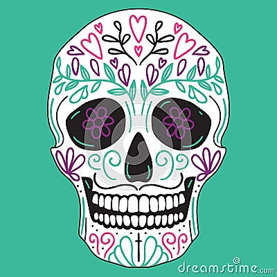 Mexican simple sugar skull Vector Illustration