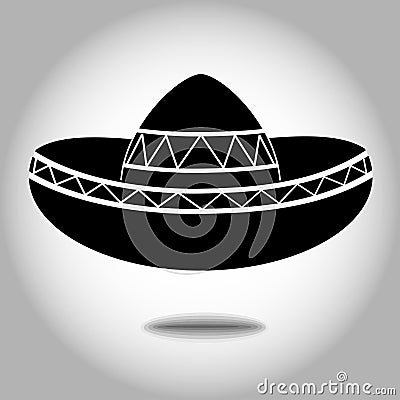 Mexican sombrero black white design icon Vector Illustration