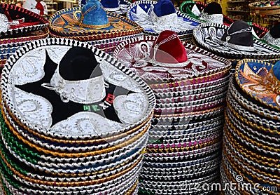 Mexican sombreros in gift shop Editorial Stock Photo