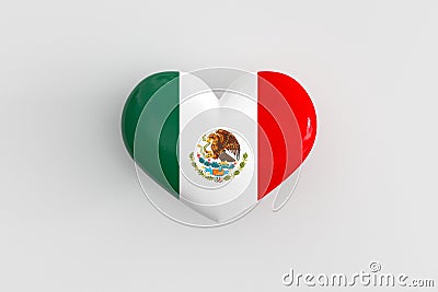 Mexican souvenir - a badge in the shape of a heart with the flag of Mexico as a symbol of patriotism and pride in their Stock Photo