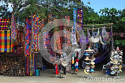 Mexican souvenirs in improvised open-air shop Stock Photo