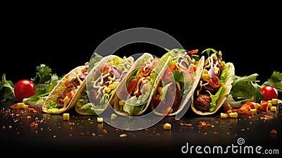 mexican spicy taco food Cartoon Illustration