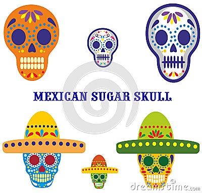 Mexican sugar skull set Stock Photo