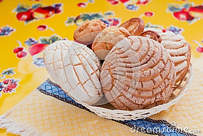 Mexican Sweet bread assorted in Mexico, traditional breakfast bakery Stock Photo