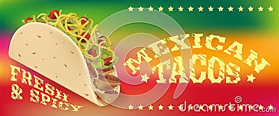 Mexican tacos poster or banner template Vector Illustration