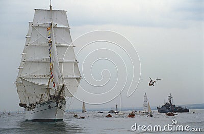 Mexican tall ship during tallships parade Editorial Stock Photo