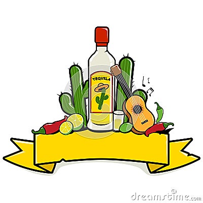 Mexican tequila banner. Vector illustration Vector Illustration