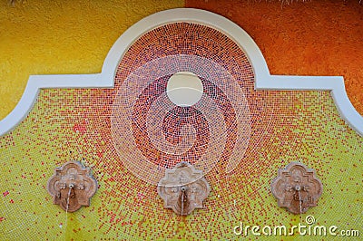 Mexican tiled fountain Stock Photo
