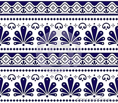 Mexican vector seamless pattern inpired by traditional pottery and ceramics art Talavera Poblana Stock Photo