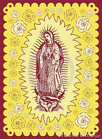 Mexican Virgin of Guadalupe - vintage poster Vector Illustration