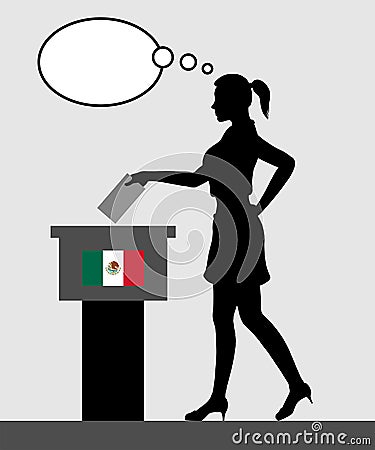 Mexican voter young woman voting for election in Mexico with tho Vector Illustration