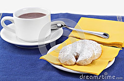 Mexican Wedding Cookies and Hot Chocolate Stock Photo