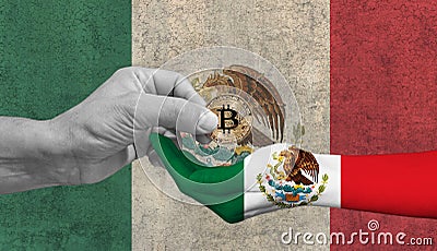 Mexico accepts Bitcoin BTC as a real currency for trade Stock Photo