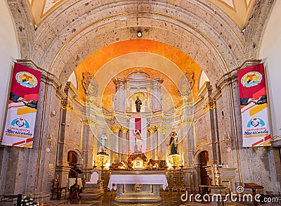 Interior view of the San Francisco Catholic church Editorial Stock Photo