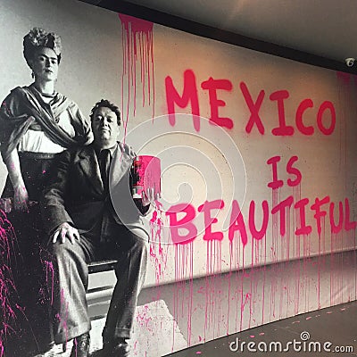 Graffiti art depicting that Mexico is beautiful Editorial Stock Photo