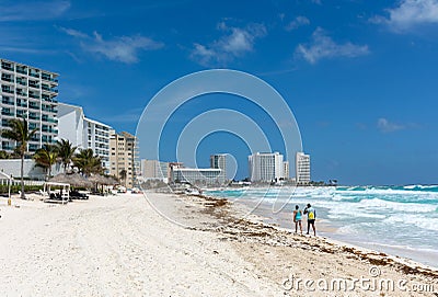 Mexico Cancun, beautiful Caribbean coast, seascape with turquoise water Editorial Stock Photo