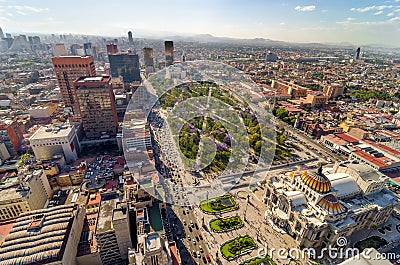 Mexico City Aerial View Stock Photo