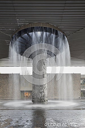 MEXICO CITY - AUGUST 1, 2016: The plaza of the National Museum of Anthropology of Mexico. Editorial Stock Photo