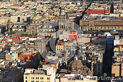 Mexico City Cathedral and Historic Buildings Stock Photo