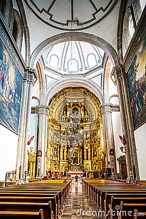 Mexico City, Mexico - October 24, 2018. Church templo Expiatorio Nacional de San Felipe de San Jesus Editorial Stock Photo