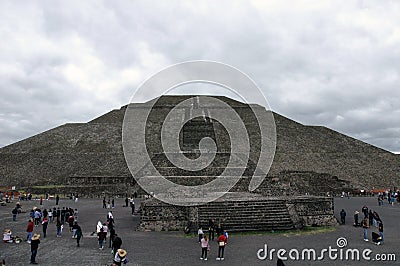 People walking around the ruins at the city of Teotihuacan Pyramids Editorial Stock Photo