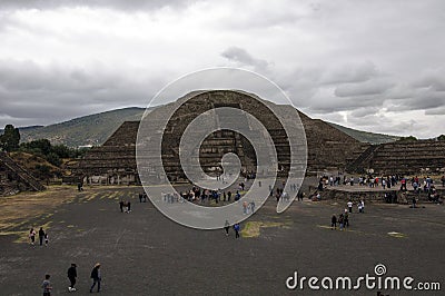 People walking around the ruins at the city of Teotihuacan Pyramids Editorial Stock Photo