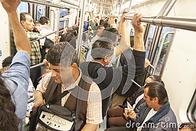 Mexico DF State/Mexico 12/27/2009.Blind man singing and selling CD music Subway Station Mexico City Editorial Stock Photo