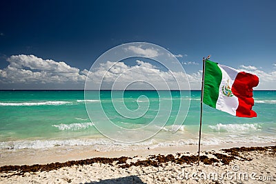 Mexico Flag on the beach Stock Photo