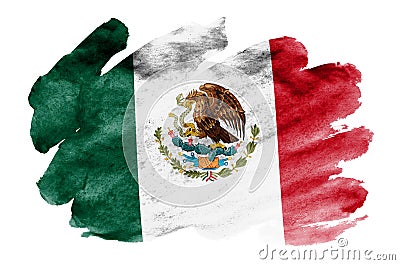 Mexico flag is depicted in liquid watercolor style isolated on white background Stock Photo