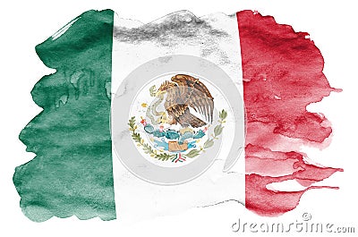 Mexico flag is depicted in liquid watercolor style isolated on white background Stock Photo