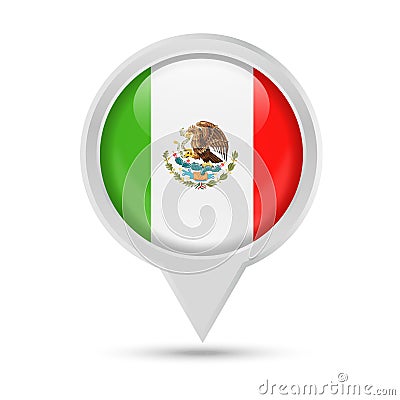 Mexico Flag Round Pin Vector Icon Stock Photo