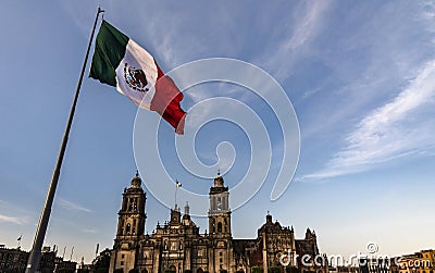 Mexico City, flag of the wind mexico, Stock Photo