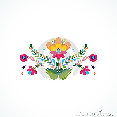 Mexico flowers ornament. Vector illustration. Vector Illustration