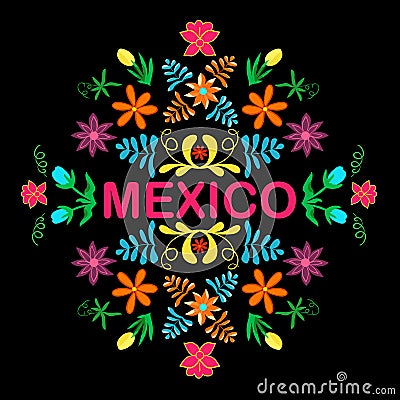 Mexico flowers, pattern and elements. Vector. Vector Illustration