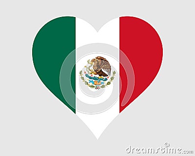 Mexico Heart Flag. Mexican Love Shape Country Nation National Flag. United Mexican States Banner Icon Sign Symbol. EPS Vector Vector Illustration