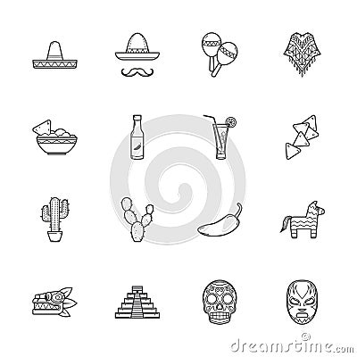 mexico icon set Vector Illustration