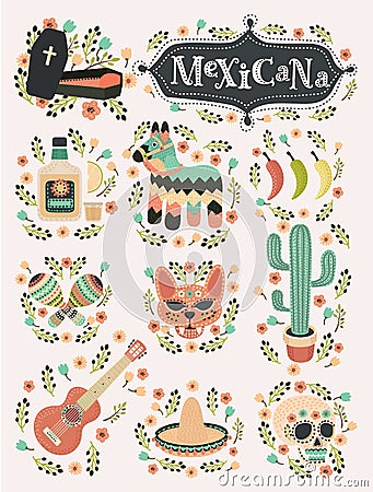 Mexico icons Vector Illustration