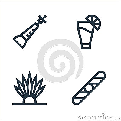 mexico line icons. linear set. quality vector line set such as cigar, grave, cocktail Vector Illustration