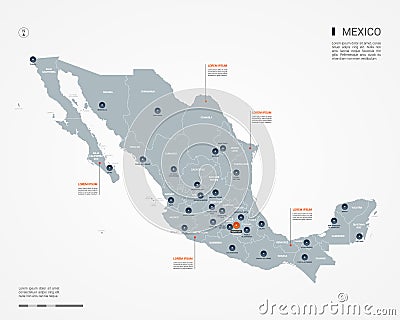 Mexico infographic map vector illustration. Vector Illustration