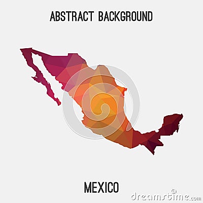 Mexico map in geometric polygonal,mosaic style. Cartoon Illustration