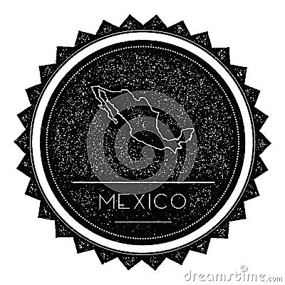 Mexico Map Label with Retro Vintage Styled Design. Vector Illustration