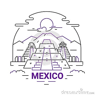 Mexico - modern vector line travel illustration Vector Illustration