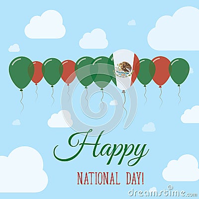 Mexico National Day Flat Patriotic Poster. Vector Illustration