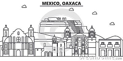 Mexico, Oaxaca architecture line skyline illustration. Linear vector cityscape with famous landmarks, city sights Vector Illustration