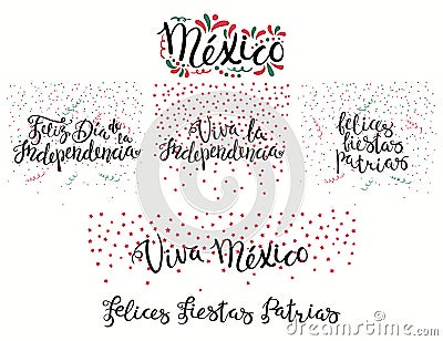 Mexico patriotic holidays quotes Vector Illustration