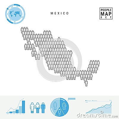 Mexico People Icon Map. Stylized Vector Silhouette of Mexico. Population Growth and Aging Infographics Stock Photo