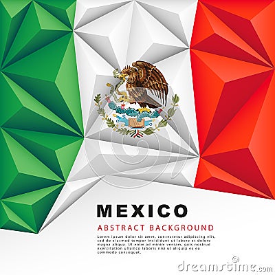 Mexico polygonal flag. Vector illustration. Abstract background in the form of colorful green, white and red stripes Vector Illustration