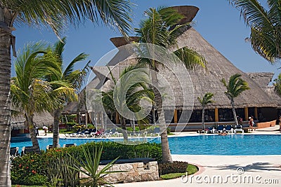 Mexico pool and caffe Stock Photo