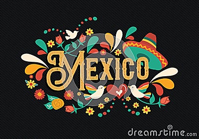 Mexico quote greeting card for mexican holiday Vector Illustration