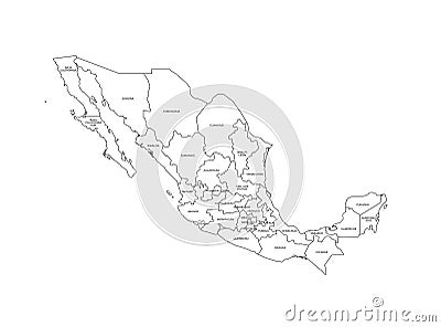 Mexico Regions Map Vector Illustration